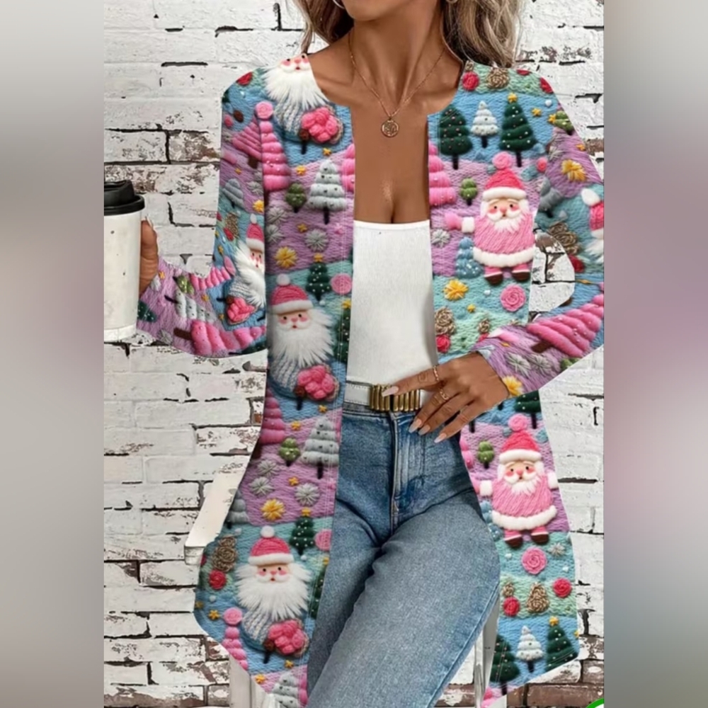 💗SALE💗🆕 NO TAG! Festive Santa Print Women's Lightweight Whimsical!🌲New!4X